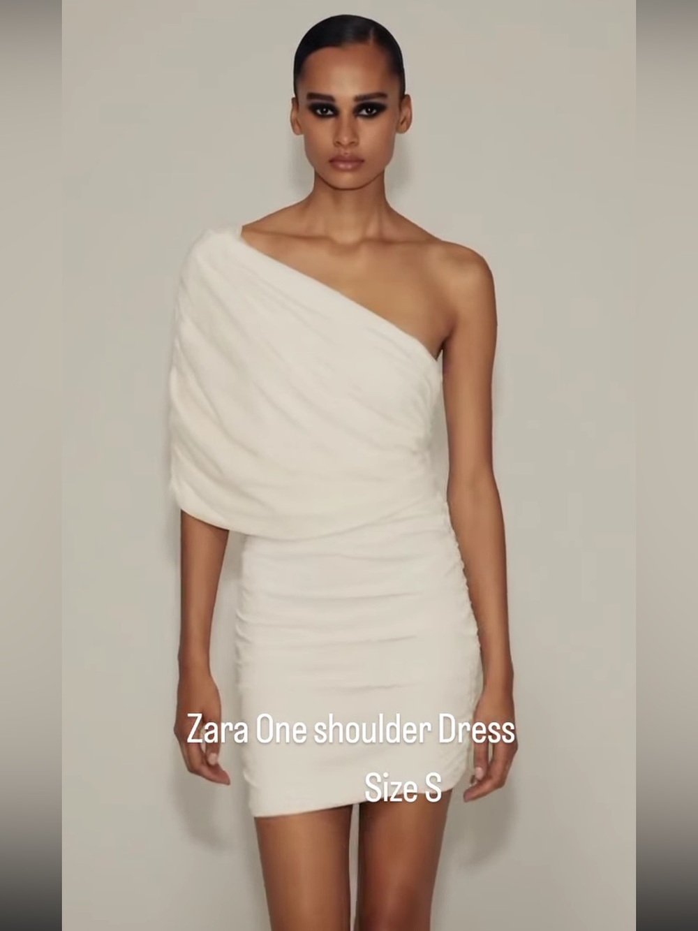 NWT Zara ZW Collection Draped Asymmetric Dress Oyster White Size Small